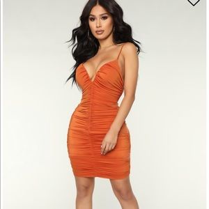 Orange rushed dress
